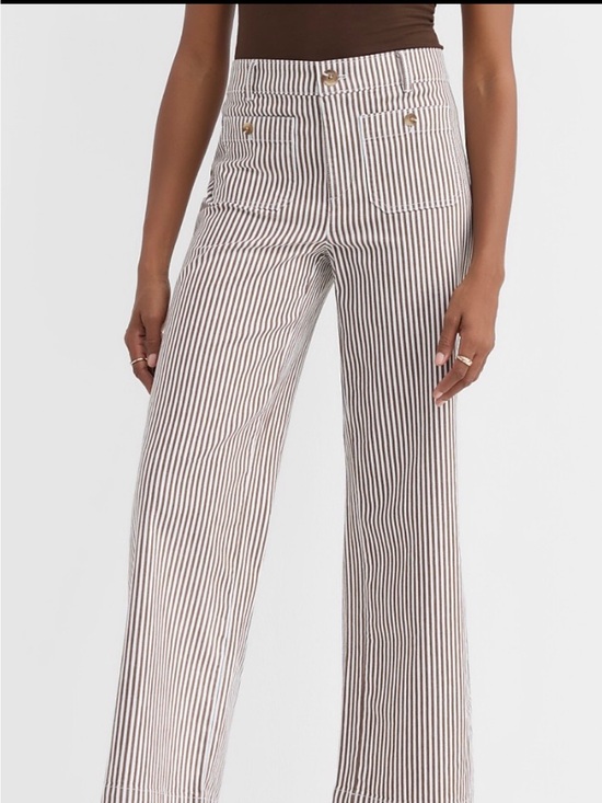 LOFT Pants - NWT Loft Palmer Wide Leg Crop Pants in Brown Stripe Size 16T